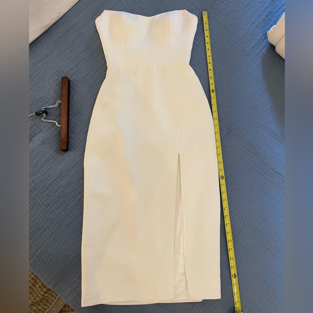 Jenny Yoo Ivory Midi Dress with Front Slit - Picture 2 of 7